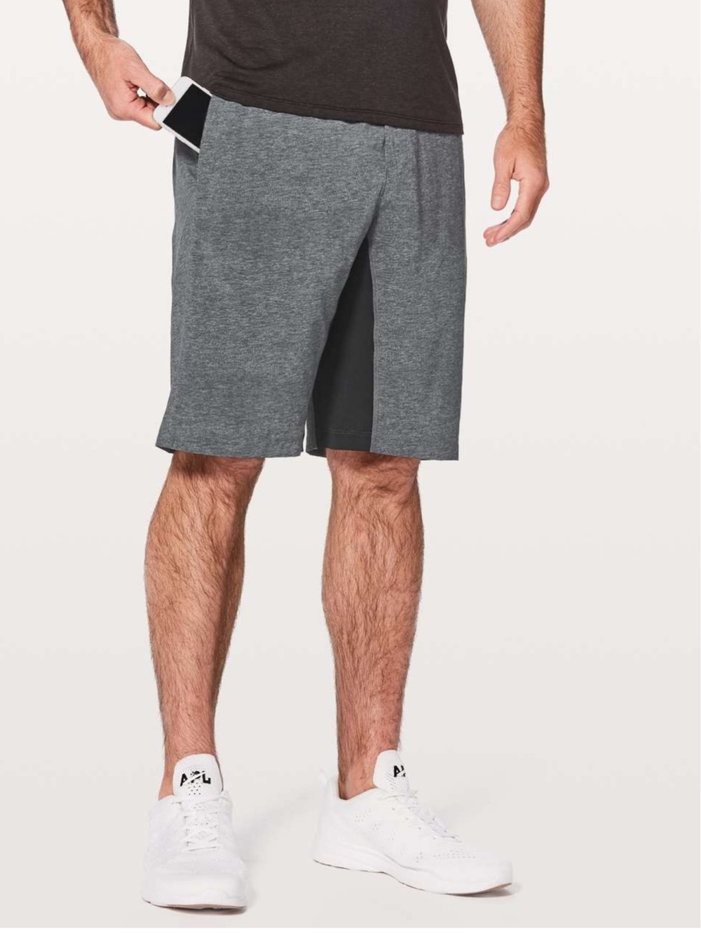 lululemon The Short Linerless 11” Heather Gray Shorts with Black Inside Panel